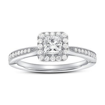 Halo Princess Cut Diamond Engagement Ring 160842 + 30965 - Mardo K