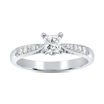 Halo Princess Cut Diamond Engagement Ring 160842 + 30965 - Mardo K