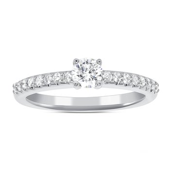 Halo Diamond Engagement Ring In 14K White Gold Split Shank Halo