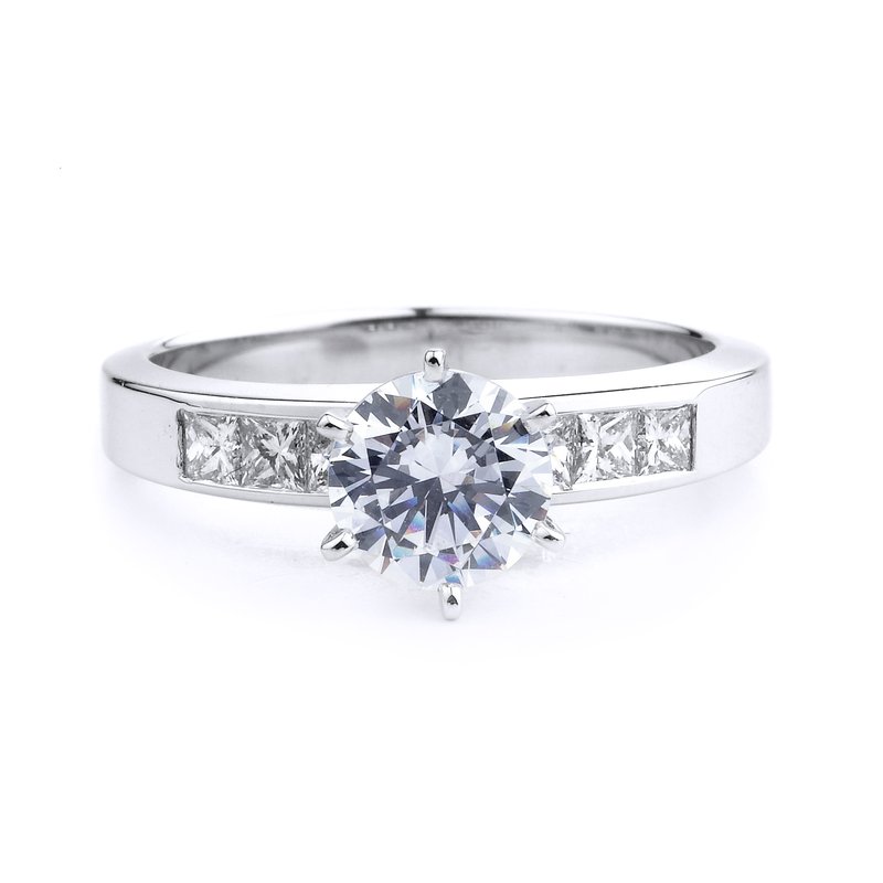 専用のリング Classic Princess Cut Diamond Engagement Ring in 14K White Gold