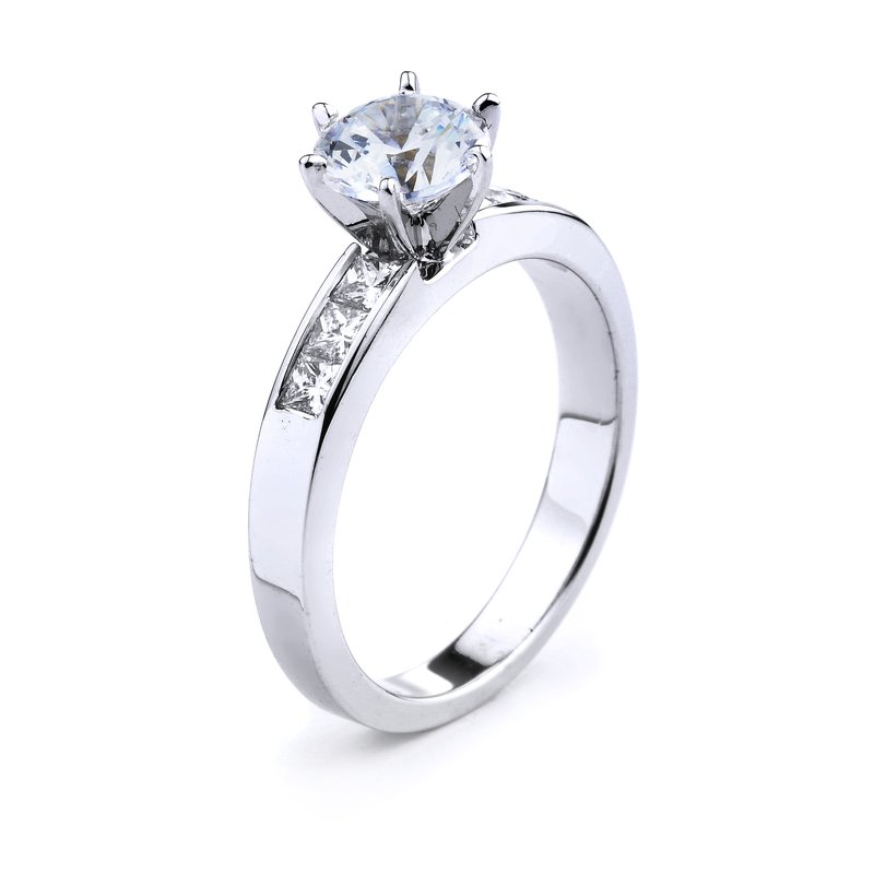 Classic Princess Cut Diamond Engagement Ring in 14K White Gold