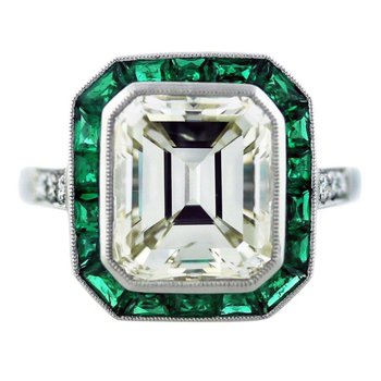 Fashion-forward engagement ring with diamond and emeralds AJER213