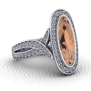  Uniquely designed fashion ring with oval shape morganite stone AJFR274