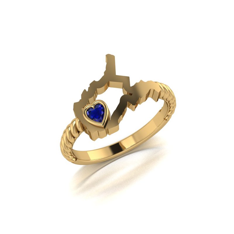 1.06 ct Heart Cut Simulated Blue Sapphire Claddagh 18K Yellow Gold Womens Engagement Ring