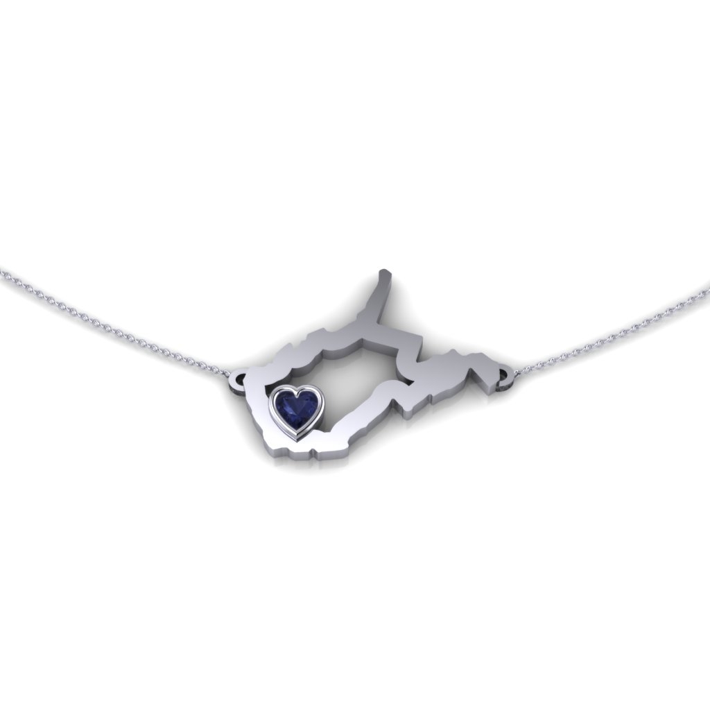 Calvin Broyles Sterling Silver Heart in West Virginia Necklace