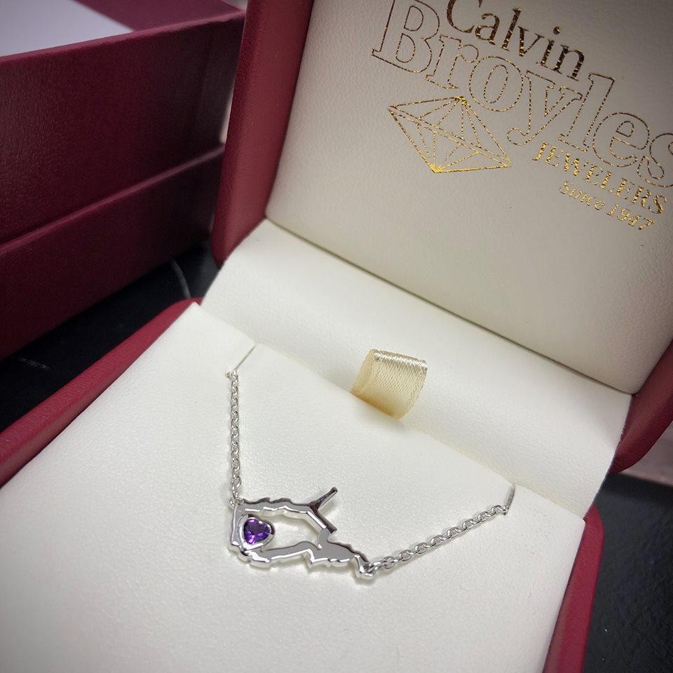 Calvin Broyles Sterling Silver Heart in West Virginia Necklace