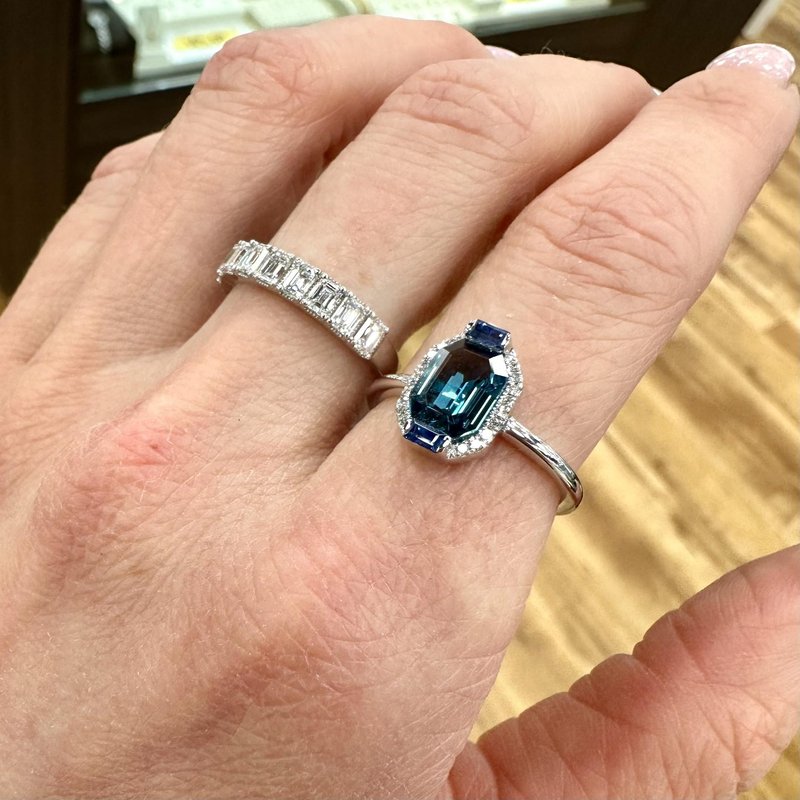 Bassali Jewelry 14K White Gold London Blue Topaz and Sapphire Ring