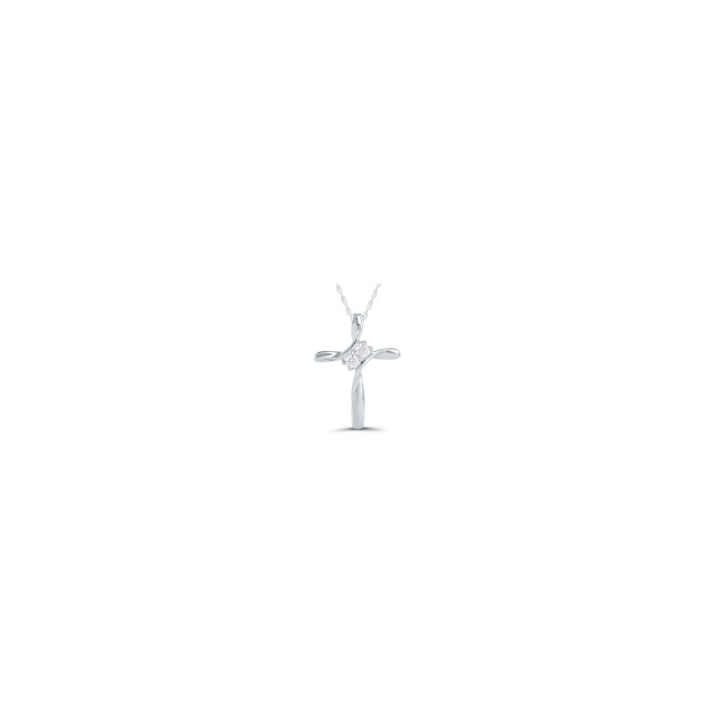 Kux Collection 10k White Gold Cross Necklace 381-30899 - Kux