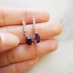  Arizona Amethyst Gold Jewelry Pear Cut Dangle Studs 363536