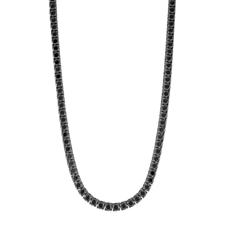 Italgem Steel Men's Jewelry Black Cubic Zirconia Tennis Necklace