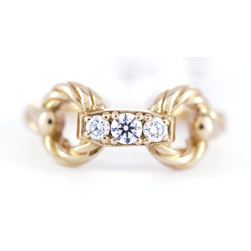 Equestrian Jewelry Diamond and Yellow Gold Horse Bit Ring RGBT104y