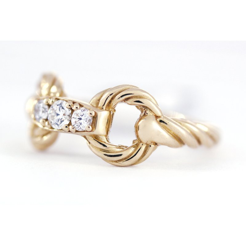 Equestrian Jewelry Diamond and Yellow Gold Horse Bit Ring RGBT104y