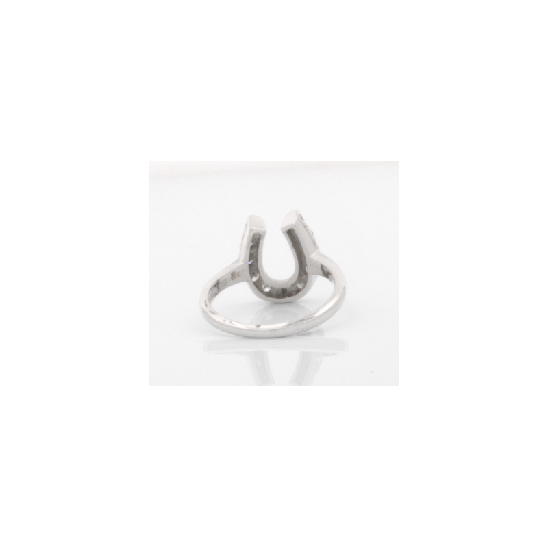 Equestrian Jewelry 14K White Gold Horse Shoe Ring with Diamonds
