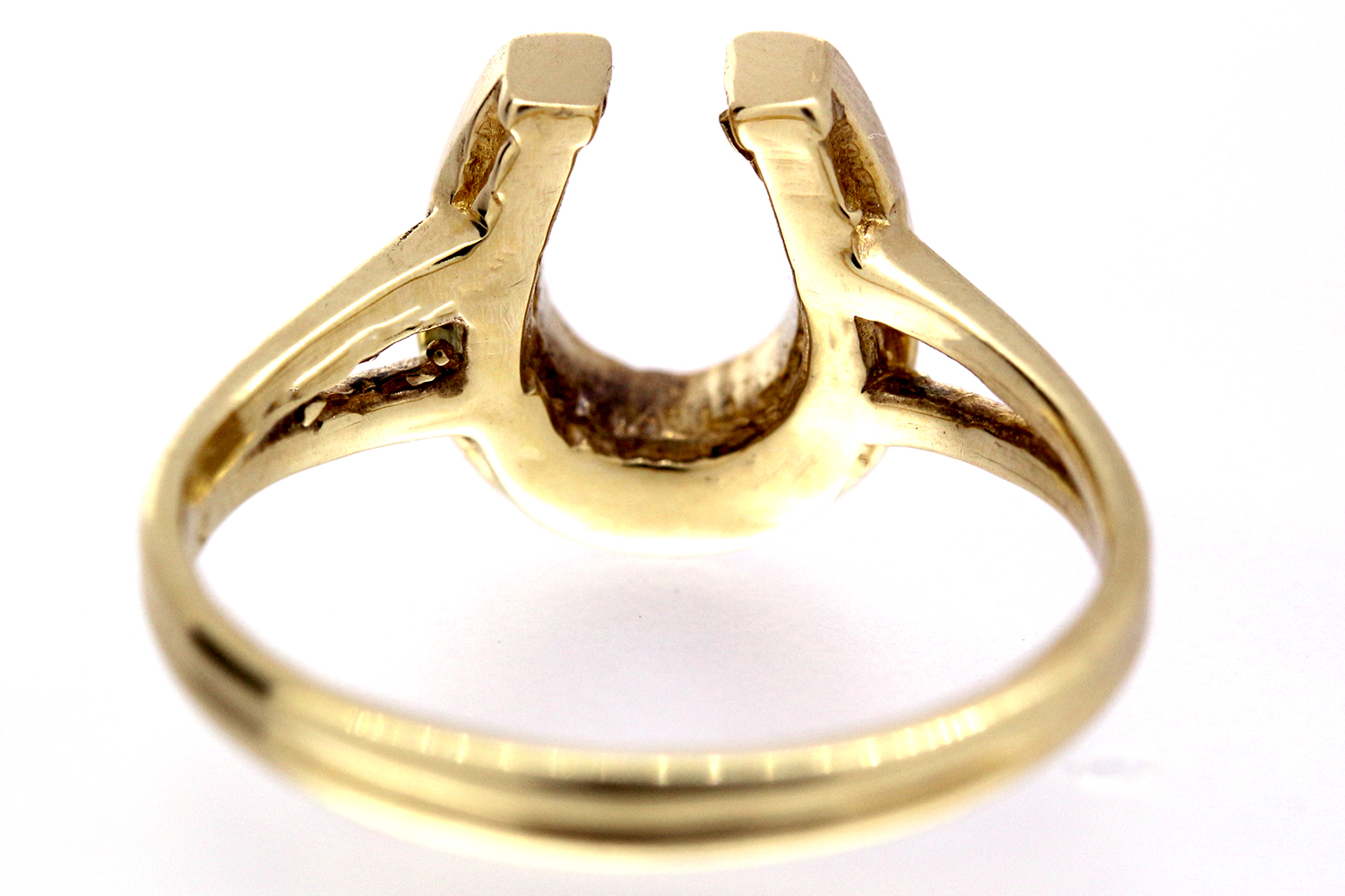 Equestrian Jewelry Diamond horseshoe split shank ring, set in 14K