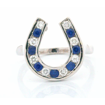 Equestrian Jewelry pearl and gold horseshoe pendant NKHS657