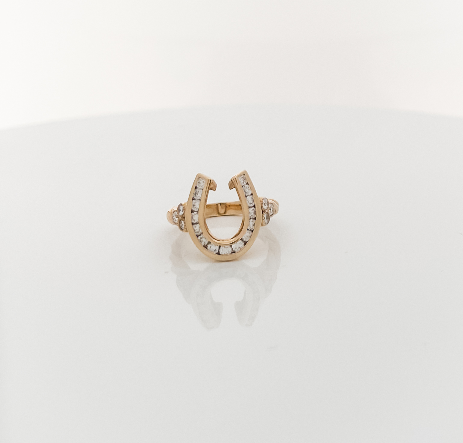 Equestrian Jewelry 14k Yellow Gold Horse Shoe Ring with Diamonds Equestrian Jewelry 14k Yellow Gold Horse Shoe Ring with Diamonds