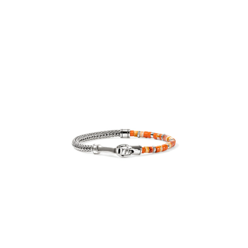 John Hardy SS MENS LRG HEISHI 4.5MM ORANGE & RED SPINY OYSTER SHELL ...