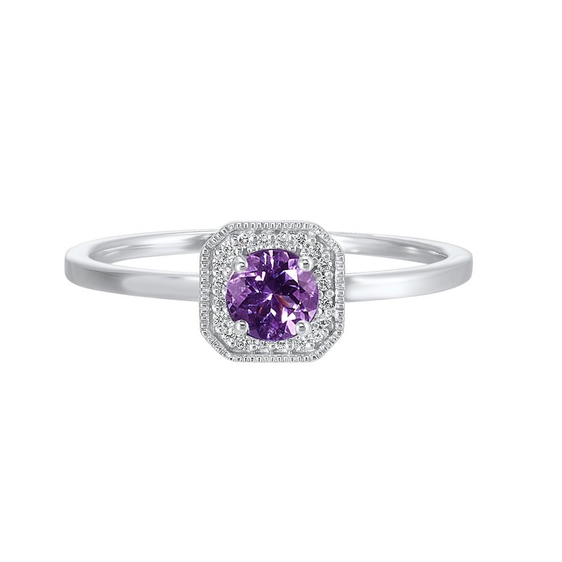Perfect Love 10KW 0.083TDW & 0.375CT AMETHYST BIRTHSTONE HALO RING ...