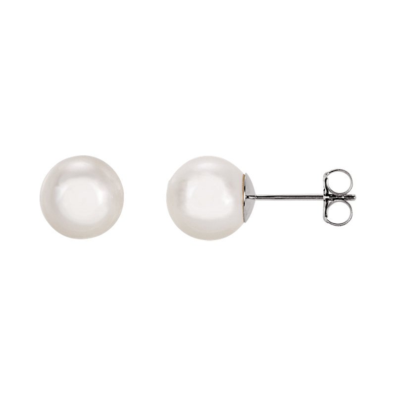 From the Pearl Collection 8mm Akoya Cultured Pearl Earrings with 14k White  Gold posts