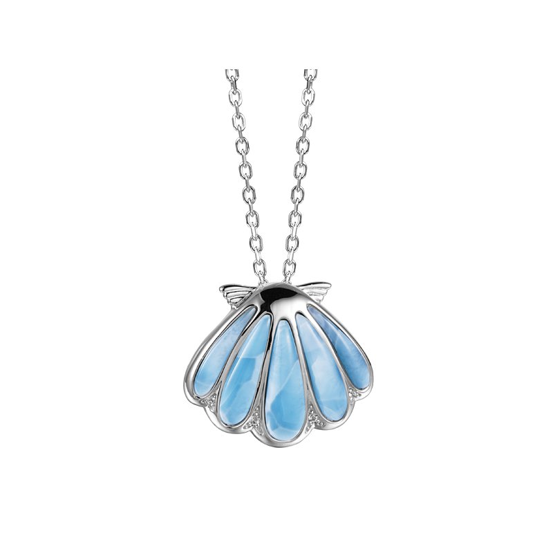 Alamea Larimar Sterling Silver Shell Pendant with Larimar 49272