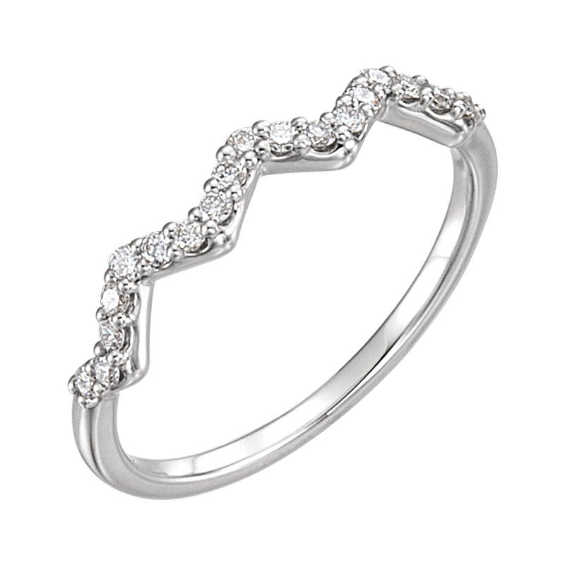 Signature Collection 14k White Gold Zig Zag Diamond Stackable Ring