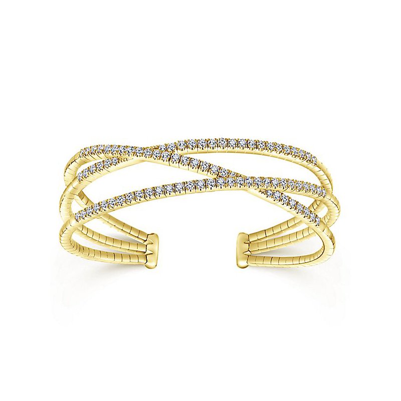Signature Collection 14k Yellow Gold Criss Cross Diamond Demure