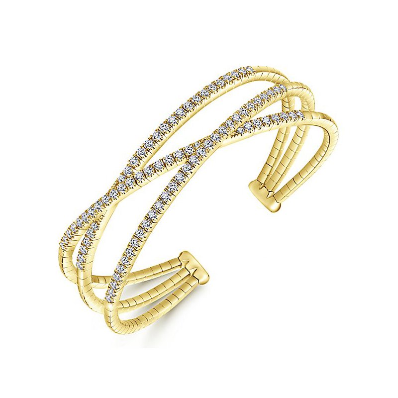 Signature Collection 14k Yellow Gold Criss Cross Diamond