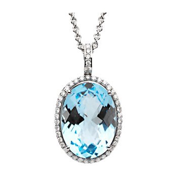 Signature Collection Genuine Checkerboard Sky Blue Topaz & Diamond
