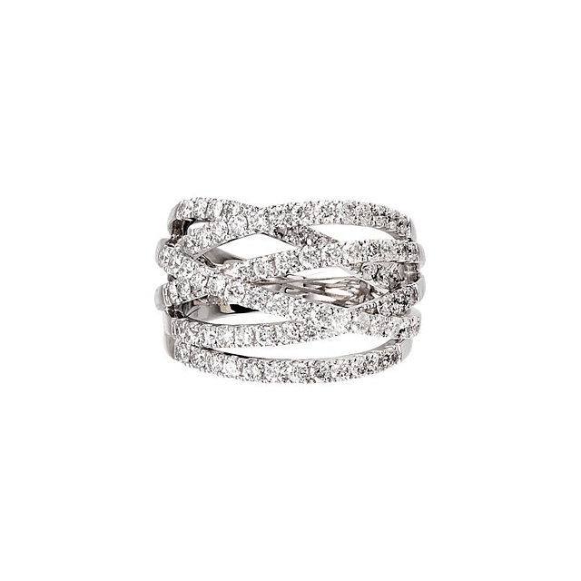 Signature Collection 18k White Gold Criss Cross Diamond Ring 42470