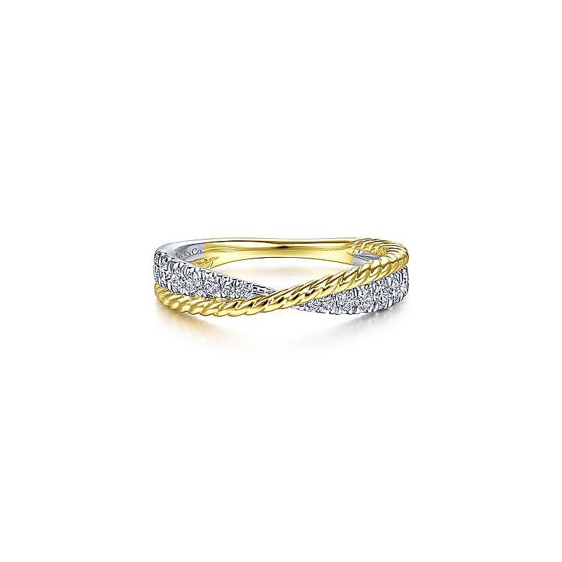 Signature Collection 14k Yellow & White Gold Criss Cross Diamond