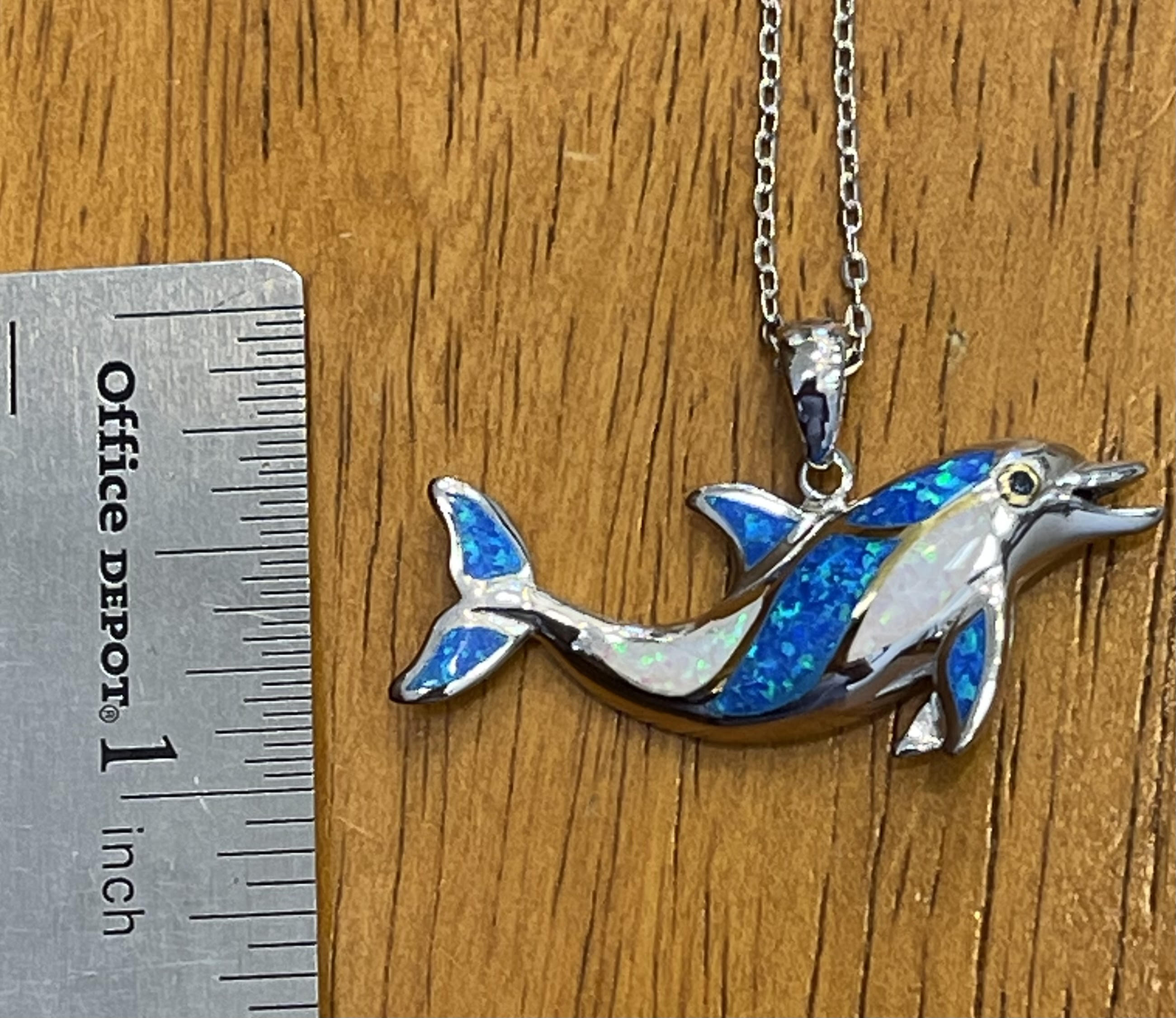 Kovel Sealife Sterling Silver Lab Created Opal Playful Dolphin