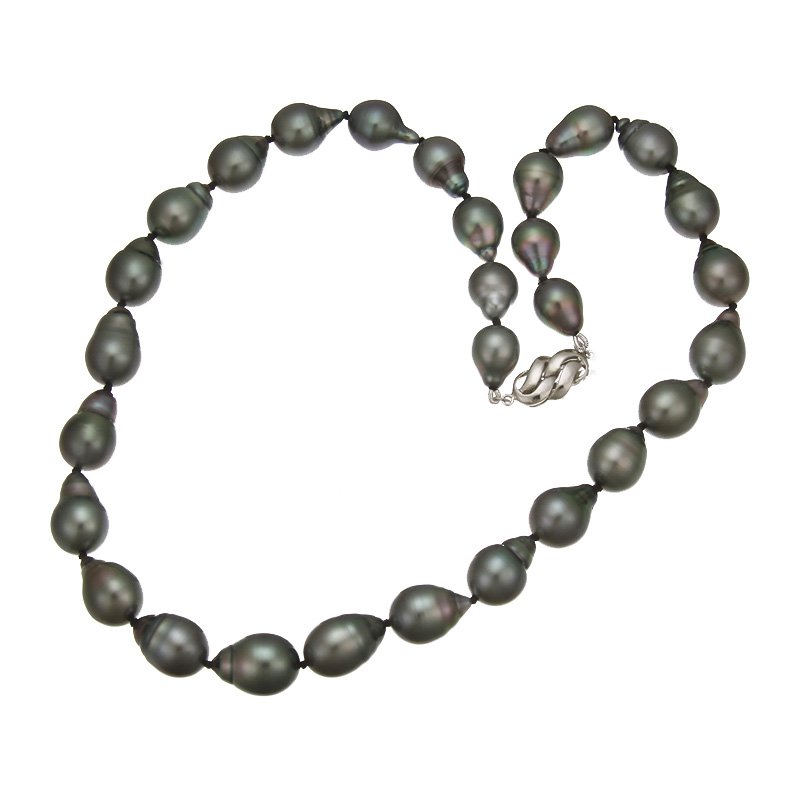 thumbnail image 2 of 7-8mm Freshwater Pearl Necklace – 45cm – Silver Plated – Tahitian Black – Handmade 2 of 4