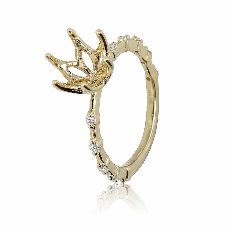 London Gold Jewelry Crown Head Engagement Ring Setting 14KY 110