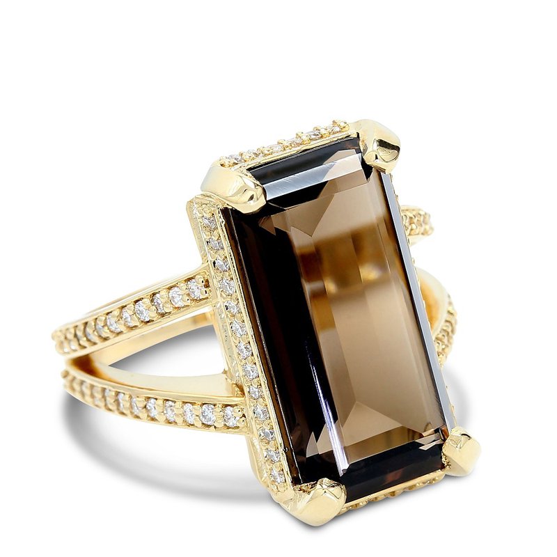 Daniels Designs Rectangle Smokey Quartz Ring 200-23243 London Gold