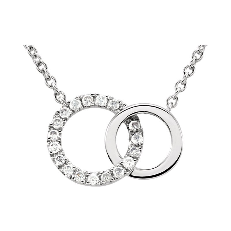 Gallery Designs Dainty Interlocking Circles Necklace 14KW