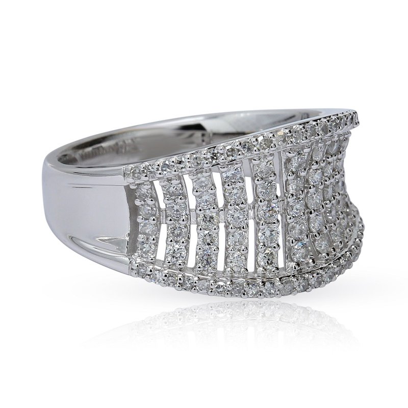 London Gold Jewelry Graduated 11-Row Diamond Ring 14KW 110