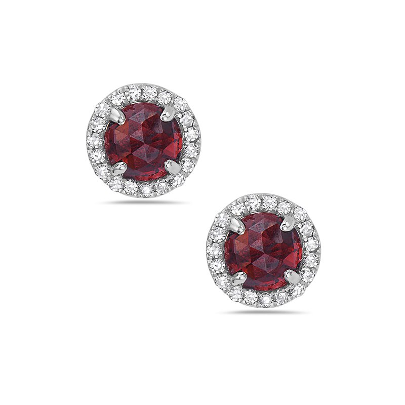 Cline 14k White Gold Red and Diamond Earrings 210863 Cline