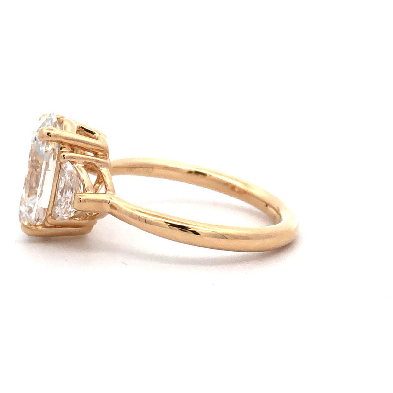 Cline 3 Carat Oval Lab Diamond Ring with Half Moons 830-21 - Cline