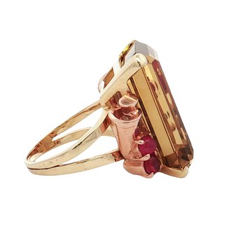 Cline Estate 14K Citrine and Ruby Ring 990-3632 - Cline Jewelers