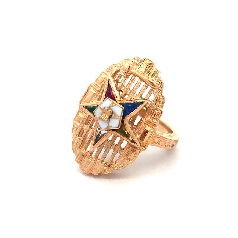 Nattaphol 316L Stainless Steel OES Masonic Ring For Women With Crystal Enamel - Gold Color - View #12