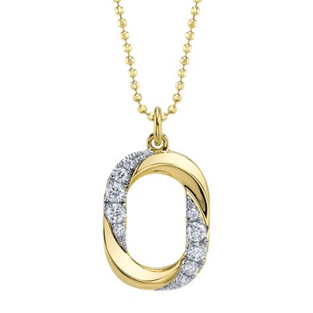 14K .20CT Diamond Oval Faceted Ball Chain Pendant GPF01287
