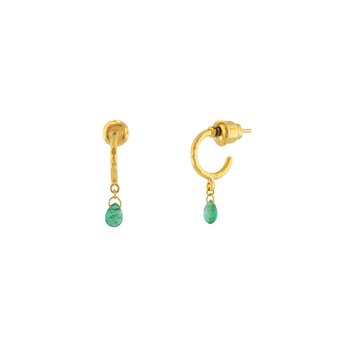 Dew Gold Emerald Huggie Hoop Earrings CSEFE00463