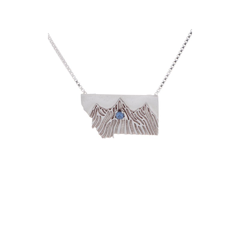 Blue Yogo Sapphire Montana State Pendant YSPMT - Montana Gem