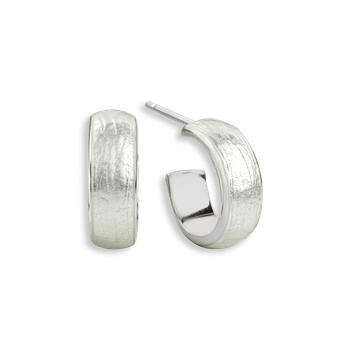 White Huggie Post Earrings. Sterling Silver NE0482A