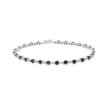 JEWEL 14K Yellow Gold Diamond and Sapphire Tennis Bracelet 1092 - Neil