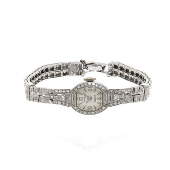 14K White Gold and Diamond Vintage Longines Ladies Watch 577 - Neil Diamonds:  Fine Jewelers Since 1949