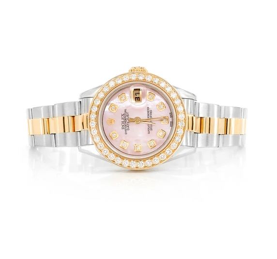 aachan‼️ロレックスレディース2 Ladies Mid Size Rolex Two-Tone Datejust Watch Champagne Diamond