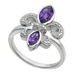 Shefi Diamonds Diamond, Amethyst Fleur De Lis Ring 